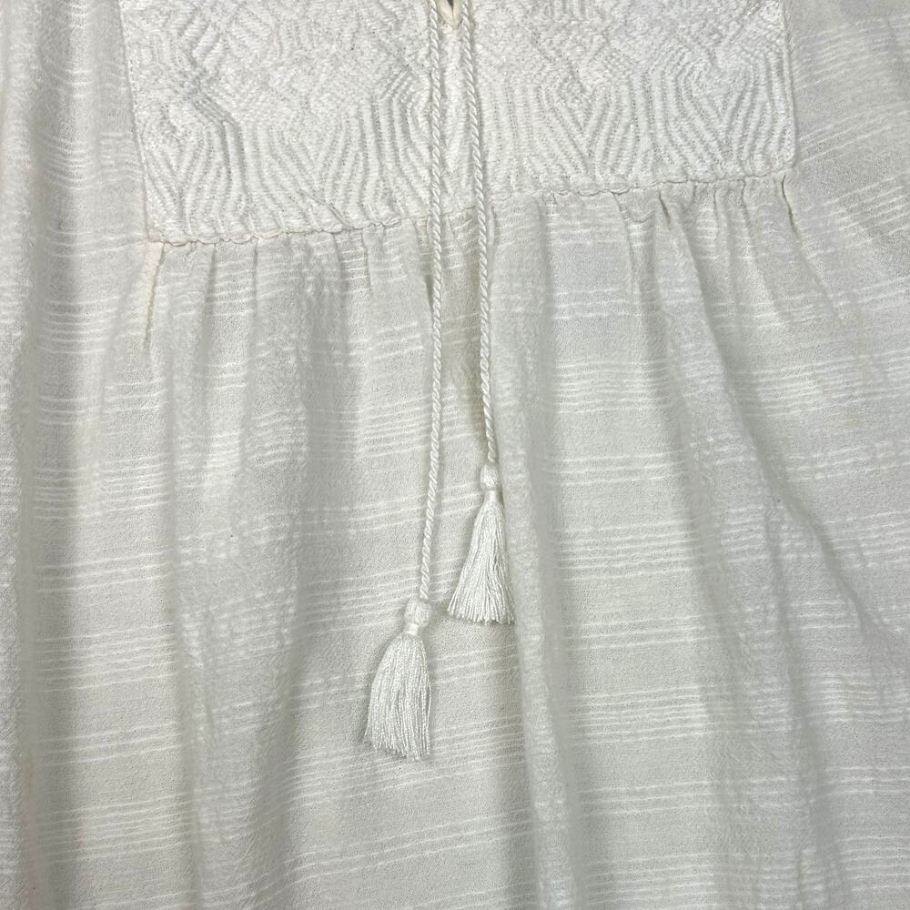 J. Crew Tunic Top White Embroidered Boho Blouse 3/4 Sleeve Lightweight size XS - Picture 7 of 8